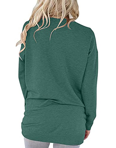 Image of ONLYSHE Women Casual Loose Crewneck Sweatshirt with Pockets Long Sleeve Pullover Top Shirts Green XXL