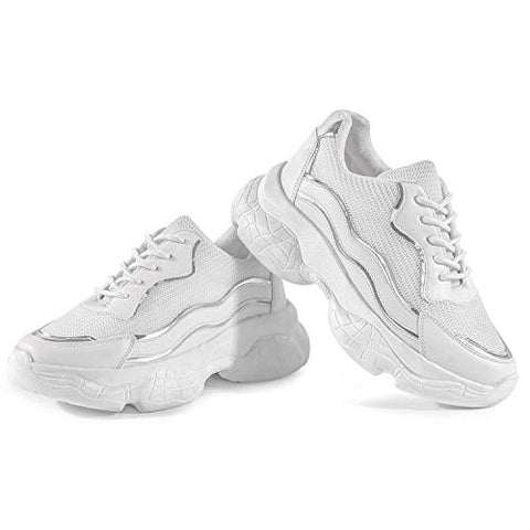 Image of Vendoz Women Premium White Casual Shoes Sneakers - 40 EU