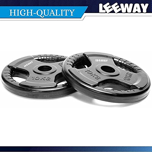 LEEWAY Professional Regular Metal Integrated Olympic Rubber Weight Plates| Rubber Weight| Spare Gym Weight Plates for Strength Training| Olympic Weight (Olympic-51 mm Hole Dia, 5 kg Set (2.5kg x 2))