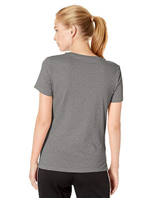 adidas Women's Brush Effect Logo Graphic Tee, Medium Grey Heather/Black, X-Large