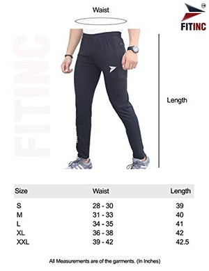 FITINC Dobby Lycra Stylish Black Trackpant for Men with Two Side Zipper Pockets – Stretchable, Comfortable & Absorbent Slim Fit Track Pants for Gym Workout and Casual Wear