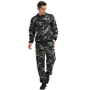 Osmyzcp Men's Jogging Suits Casual Pullover Hoodie 2-Piece Gym Tracksuit Camo Hooded Camo Green 3XL