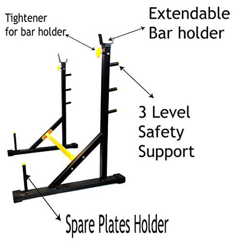 Image of Protoner Blend Joint Squat Stand with Safety Holders Heavy Duty Structure (Black and Yellow)