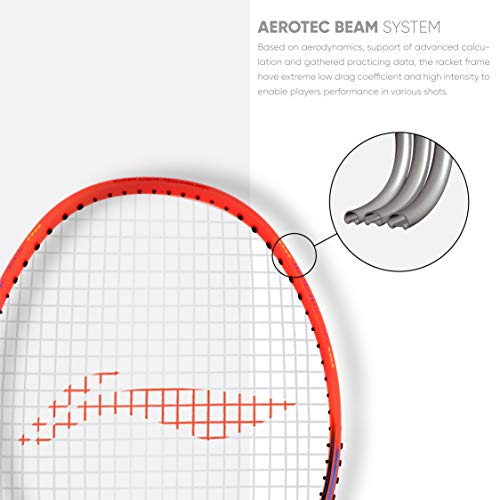 Li-Ning Wind Lite 800 Carbon Fibre Strung Badminton Racket with Free Full Cover(Set of 1,Black/Orange)