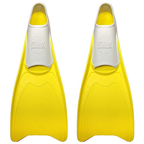 Image of Flow Long Swim Fins for Swimming Training - Youth Sizes for Kids (M 7-9 (Yellow))