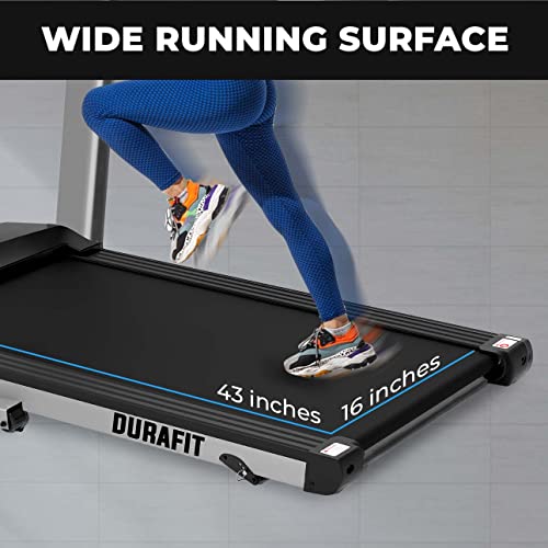 Durafit Strong Multifunction 4 HP Peak DC Motorized Treadmill with Max Speed 14 Km/Hr, Max User Weight 120 Kg, Manual Incline, Free Installation Assistance