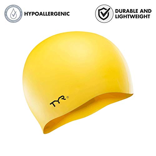 TYR Blend Wrinkle-Free Silicone Adult Swim Cap (Yellow)