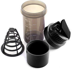 Boldfit Gym Shaker Pro Cyclone Shaker 500ml with Extra Compartment, 100% Leakproof Guarantee, Ideal for Protein, Preworkout and BCAAs, BPA Free Material Sipper Bottle (Black)