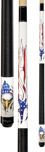 Players D-PEG White with Screaming Bald Eagle and American Flag Flames Cue, 18-Ounce