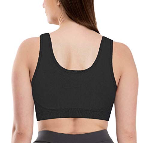 Pipal Women's Cotton Non-Padded Wire Free Sports Bra-Pack of 2 (Black & Grey_30_LOCAL.MOLDED.PACK.2.79)