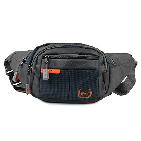 Image of xcluma Waist Pack Travel Handy Hiking Zip Pouch Document Money Phone Belt Sport Bag Bum Bag for Men and Women Polyester (Grey)