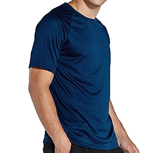 Komprexx Sport T-Shirts for Men - Quick Dry Wicking - Running Tops Training Tee Short Sleeve Sportswear(DarkBlue,XL)