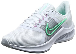 Nike Women's WMNS Downshifter 11 White/Green Glow-Infinite Lilac Running Shoes-5 Kids UK (CW3413-101)