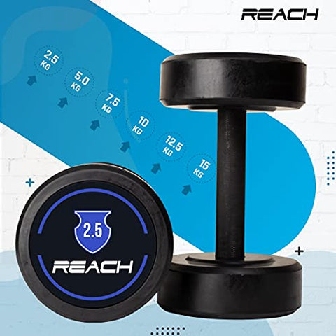 Image of Reach round dumbbell weights for strength training at home and gym ( 2.5kg pair )