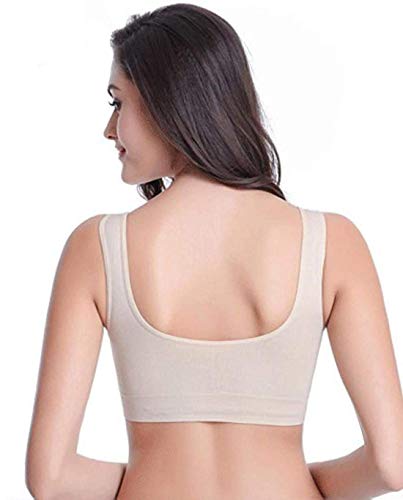 Craava Women Polycotton Non Padded Non-Wired Air Sports Bra Inner Wear for Daily Use Slip On Black White Skin Fit Size 28 to 34