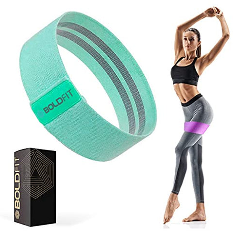 Image of Boldfit Fabric Resistance Band - Loop Hip Band for Women & Men for Hip, Legs, Stretching, Toning Workout. Mini Loop Booty Bands for Glutes, Squats Exercise Usable in-Home & Gym. (Green (Light))