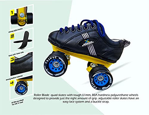 Image of Jaspo pro-10 Quad Shoe Skates (Blue, 6 UK(Foot Length 25.1 cms))