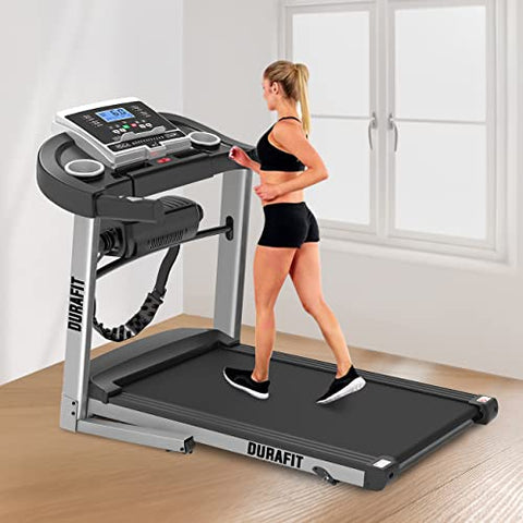 Image of Durafit Strong Multifunction 4 HP Peak DC Motorized Treadmill with Max Speed 14 Km/Hr, Max User Weight 120 Kg, Manual Incline, Free Installation Assistance