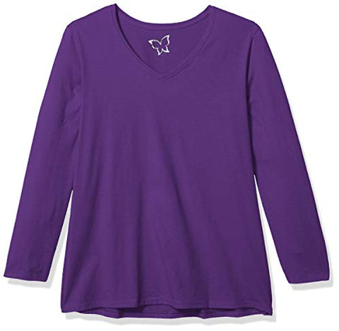 Image of Just My Size Women's Plus Size Vneck Long Sleeve Tee, Violet Splendor, 1X