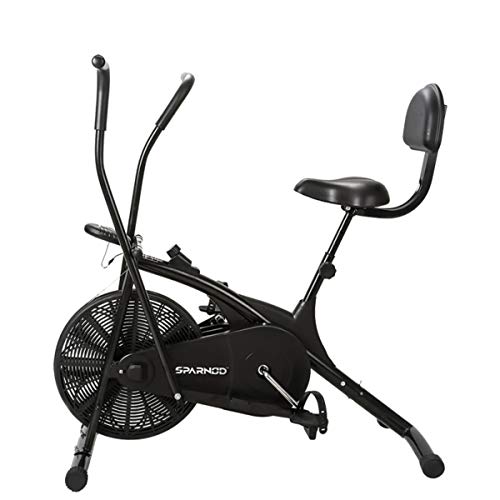 Sparnod Fitness SAB-05 Air Bike Exercise Cycle for Home Gym - Dual Action for Full Body Workout (Setting for Moving/Stationary Handles) - Adjustable Resistance, Height Adjustable seat with Back Rest (Do It Yourself Installation)
