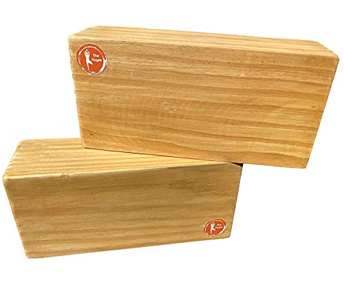 The Yogis™ Wooden Yoga Blocks [[ Set of - 2 Piece ]] {{ Free - Yoga Belt }} Size - 9×5×3 Inch