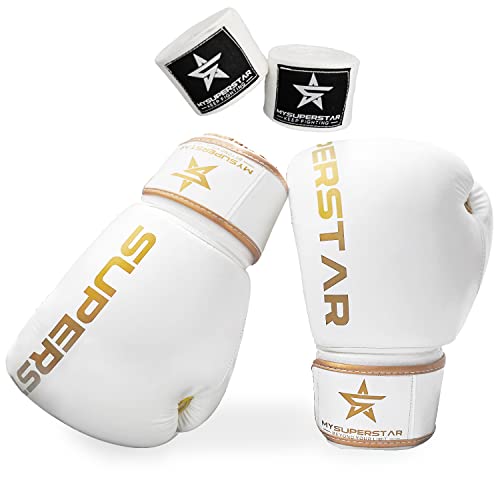 MYSUPERSTARBOXING Pro Boxing Fighting Bag Gloves for Training Sparring Mitts Muay Thai MMA UFC Kickboxing handwraps,Gift for Gym School Class,Punching Bag Gloves Gift for Man Women Kids