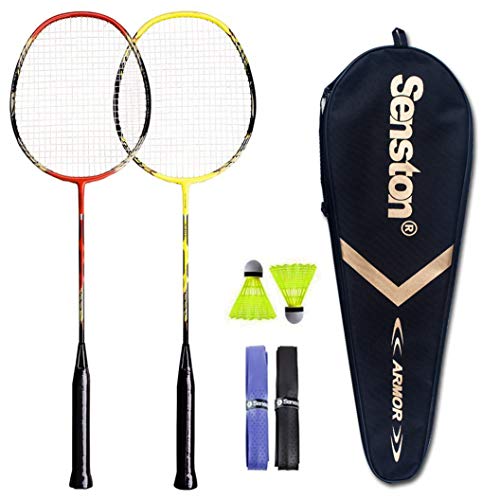 Senston - 2 Player Badminton Racket Set - Including 1 Badminton Bag/2 Rackets/2 Badminton /2 Grip