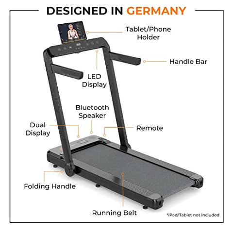 Image of Flexnest 2-in-1 Smart Foldable Treadmill-2 Displays, Bluetooth Speaker, Installation-Free, App/Remote Control & Free-Classes and Virtual Walks for Home, Office Walking and Running Pad Flexpad (Black)