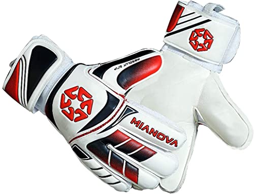Mianova Goalie Goalkeeper Gloves Latex Palm Soccer Gloves Super Grip with Finger Protection for The Toughest Saves Youth & Adult Sizes for Boys& Girls, Color Red 30 Days Warranty. (6)