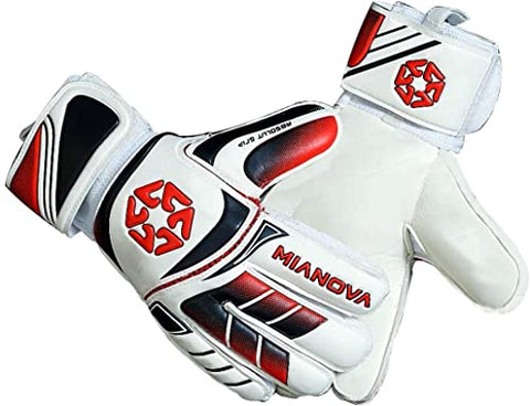 Image of Mianova Goalie Goalkeeper Gloves Latex Palm Soccer Gloves Super Grip with Finger Protection for The Toughest Saves Youth & Adult Sizes for Boys& Girls, Color Red 30 Days Warranty. (6)