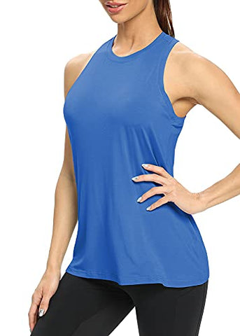 Image of Mippo Womens Workout Tank Tops Loose Fit Cute Muscle Tanks Athletic Yoga Shirts Racerback Sports Running Activewear Tops Gym Clothes for Women Blue S