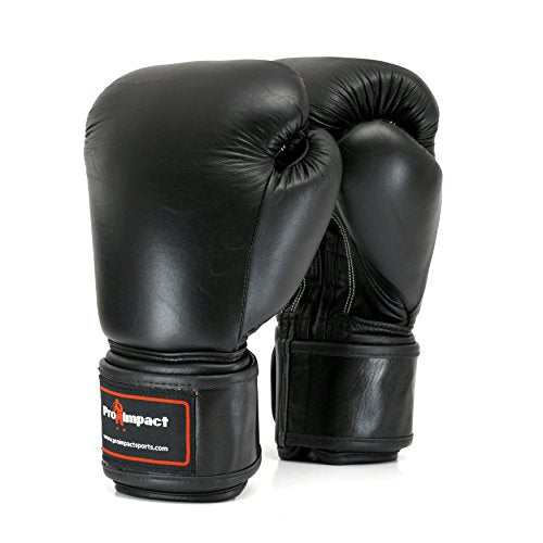 Genuine Leather Boxing Gloves Black 12 Oz. Pro Impact 80 Value