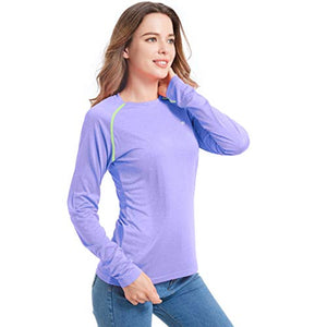 Women's UPF 50+ Long Sleeve UV Sun Protection T-Shirt Quick Dry Lightweight Rashguard Outdoor Fishing Running Purple