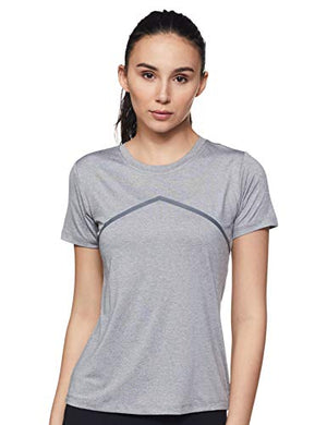 Amazon Brand - Symactive Women's Solid Regular Fit T-Shirt (SYMACT-TS02_Grey Melange Small)