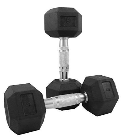 Image of Body Maxx 78005 Rubber Dumbbell Set, 5Kg Pack of 2 (Black)