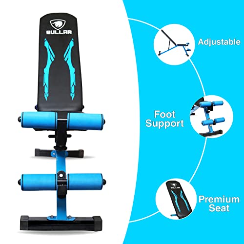 BULLAR, gym bench, bench for home gym, perfect gym bench for home workout, idol for bench press, and squat rack (Adjustable Bench with 30kg rubber combo)