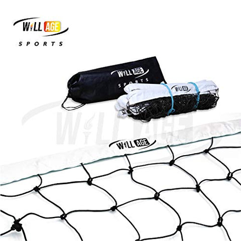 Image of WILLAGE Volleyball net, Volleyball Net Nylon, Black Heavy Duty Machine Made Nylon Volleyball Net (4 Side Tetron Tape)