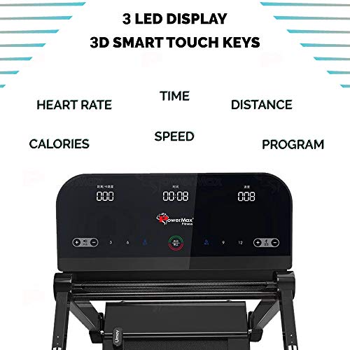 PowerMax Fitness TD-N1 (4HP) Motorised Treadmill for Home [Speed:12kmph, Max User Weight:90kg, Foldable, 12 Workout Programs, Spax App] Free Installation Assistance & Demo - 3 Year Motor Warranty