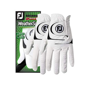 FootJoy Men's WeatherSof 2-Pack Golf Glove White Cadet Small, Worn on Left Hand