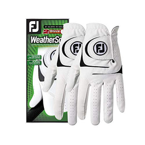 FootJoy Men's WeatherSof 2-Pack Golf Glove White Large, Worn on Right Hand