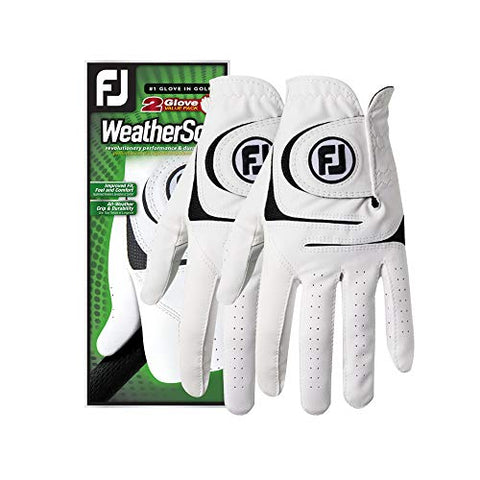 Image of FootJoy Men's WeatherSof 2-Pack Golf Glove White Large, Worn on Right Hand