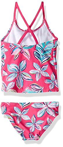 Kanu Surf Girls' Big Flounce Tankini Beach Sport 2-Piece Swimsuit, Charlotte Pink Floral, 12