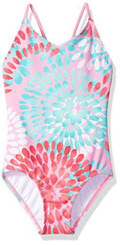 Kanu Surf Girls' Big Daisy Beach Sport 1-Piece Swimsuit, Pink, 10