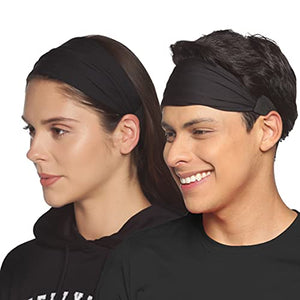 Boldfit Gym Headband for Men and Women - Sports Headband for Workout & Running, Breathable, Non-Slip & Quick Drying Head Bands for Long Hair (Black), One Size