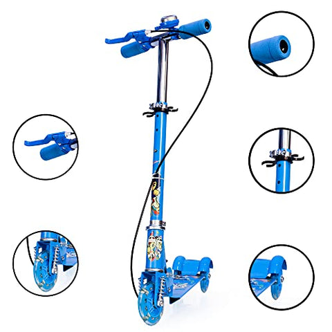 Image of Tazomi Kids Road Runner Scooter, Skating Ride on, Scratch Free with 4 Adjustable Level Handlebar & Foldable Design Scooter for Kids Above 3 Years (Break Blue)