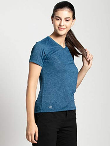 Image of Jockey Women's Plain Regular fit T-Shirt (MW01_Poseidon Medium)