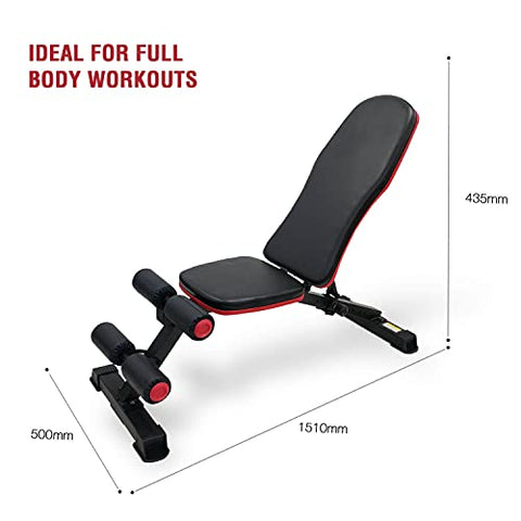 Image of WELCARE Multi-Purpose Multi Adjustable Flat, Incline and Decline Weight Bench for Full Body Workout (Black, 8 Level, 150KGS)