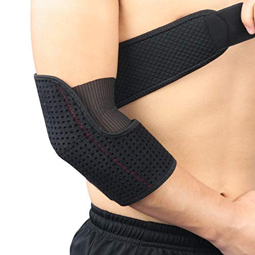 SKUDGEAR Adjustable Elbow Support Brace with Breathable Built-in Fixed Mesh for Pain Relief, Compression Support for Outdoor Sports, Gym, Workout (Free Size)