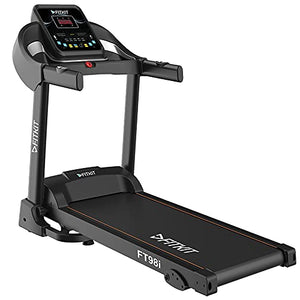 Fitkit Series 1.5HP 2HP Peak DC-Motorised Treadmill FT98i, Max Speed - 10km/hr, Max Weight - 90 Kg with Home Installation and Diet and Fitness Plan (Black)