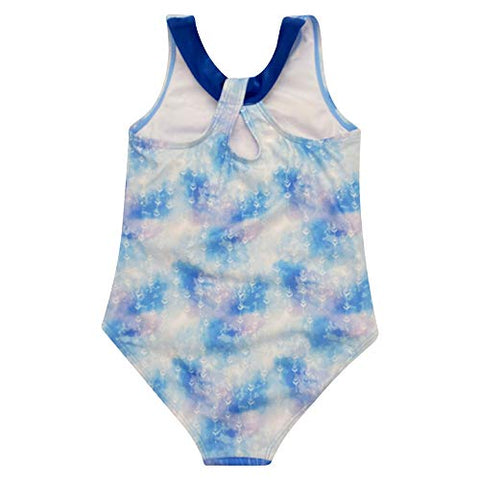 Image of Disney Frozen Elsa Little Girls One Piece Bathing Suit Blue/White 5-6